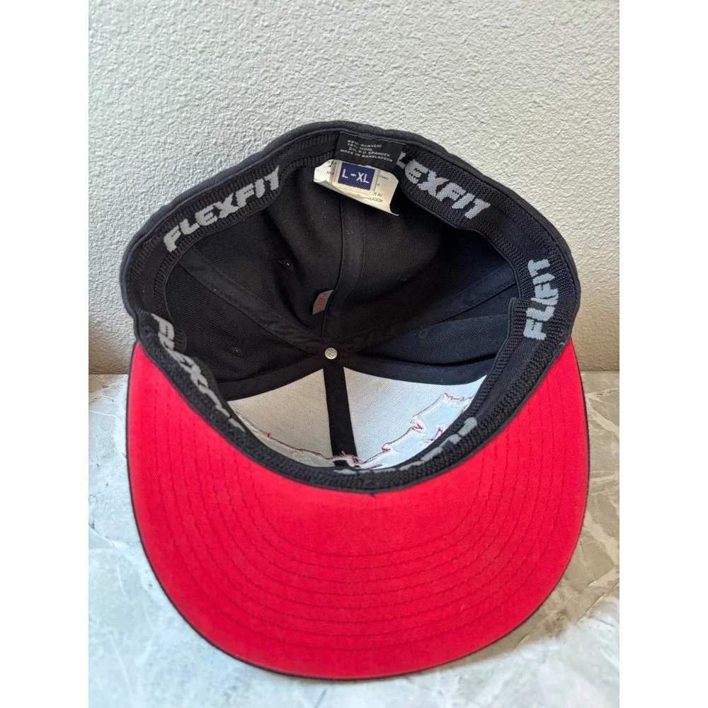 Metal Mulisha Flexfit Hat Black Red Embroidered Logo Skull Cap L-XL